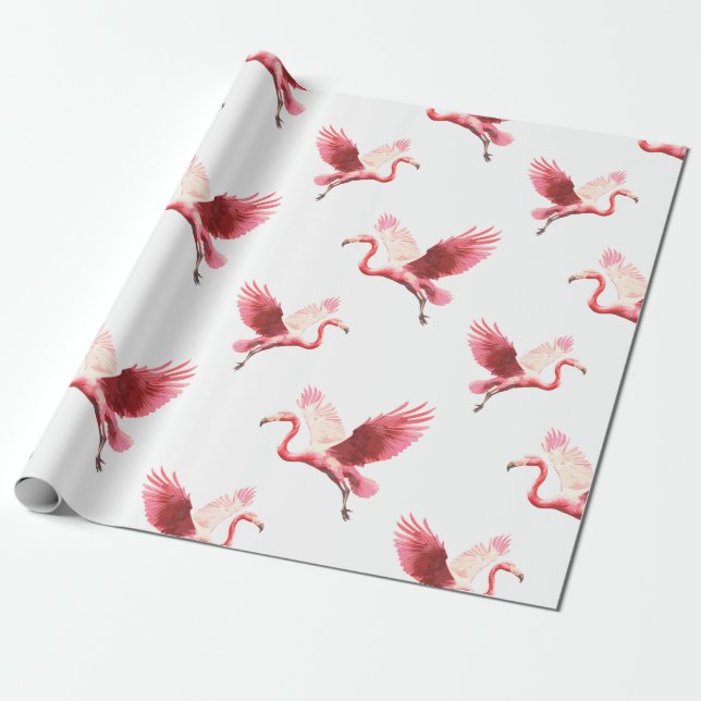 Fanny Flamingo gift wrap (Unrolled)
