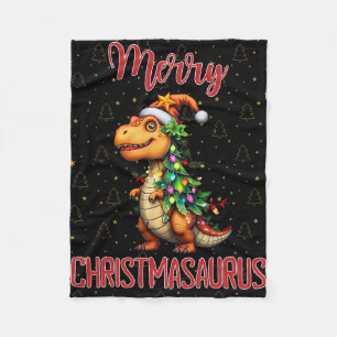 Fanny Merry Christmasaurus Dinosaur Christmas Tree Fleece Blanket