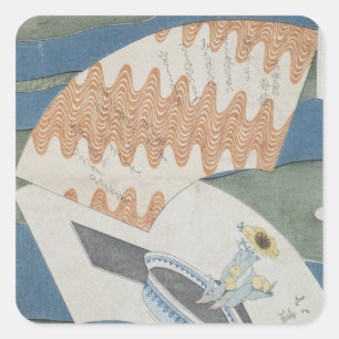 Fans floating on a stream square sticker