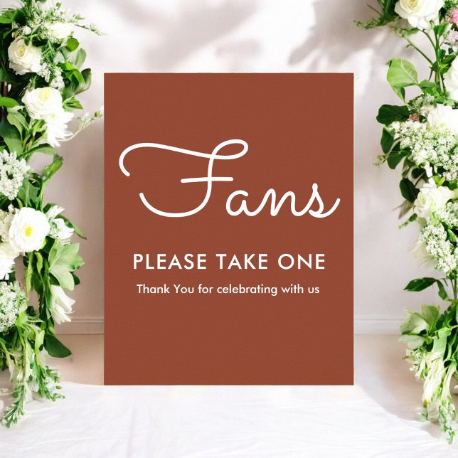 Fans Terracotta Wedding Programs Sign Poster (Creator Uploaded)