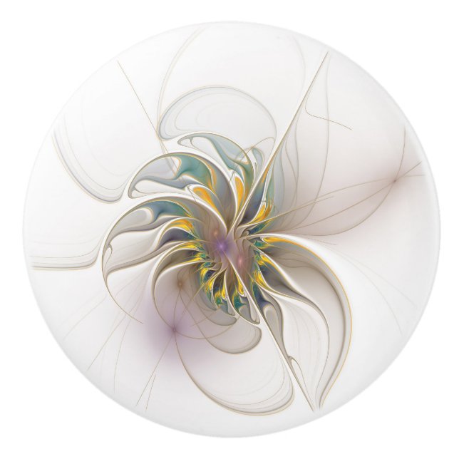 fansy fractal flower   ceramic knob (Front)