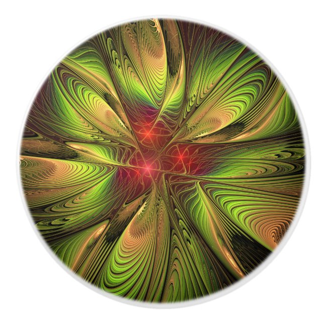 fansy fractal flower   ceramic knob (Front)