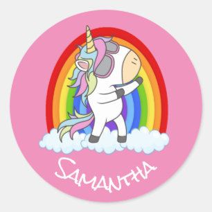 fantabulos Unicorn Party Pink Classic Round Sticker