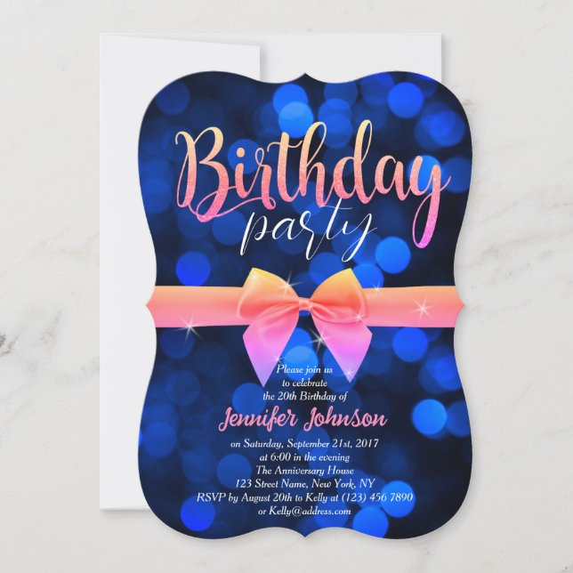 Fantabulous Blue Bubbles Bday Party Invite (Front)