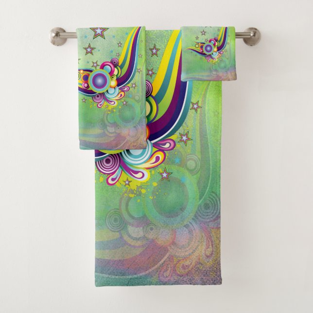 Fantacy abstract pattern bath towel set (Insitu)