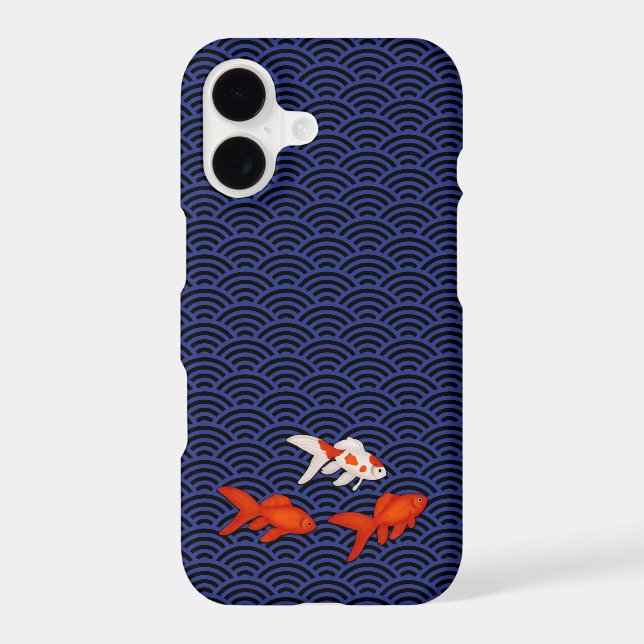 Fantail Goldfish on Seigaiha Wave Pattern Japanese (Back)