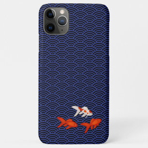 Fantail Goldfish on Seigaiha Wave Pattern Japanese Case-Mate iPhone Case