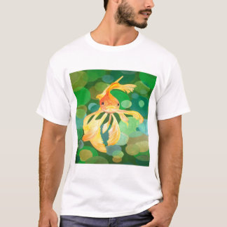 Fantail Goldfish With Green Bubbles Vector T-Shirt