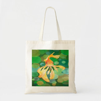 Fantail Goldfish With Green Bubbles Vector Tote Bag