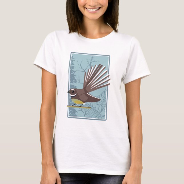 Fantail in the NZ bush T-Shirt (Front)