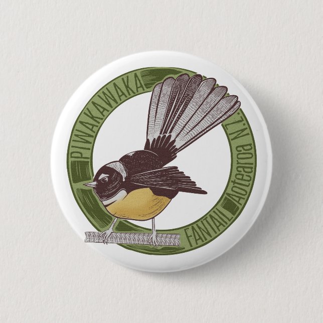 Fantail New Zealand Bird 6 Cm Round Badge (Front)