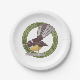 Fantail New Zealand Bird Paper Plate