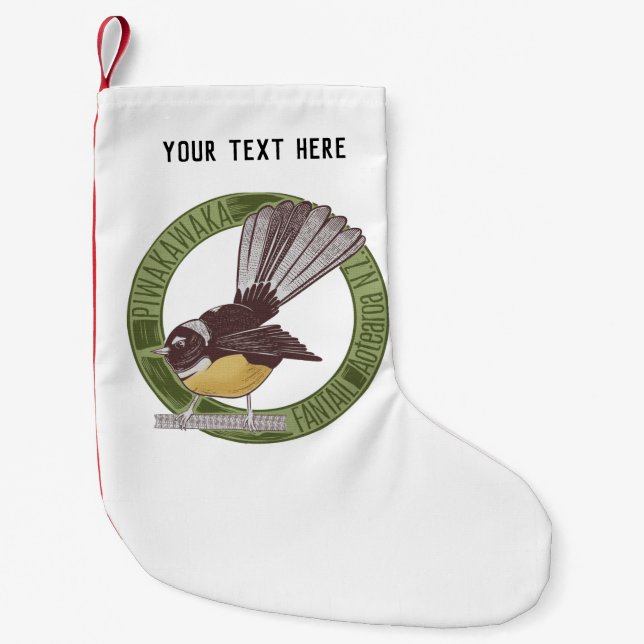 Fantail New Zealand Bird Small Christmas Stocking (Front)
