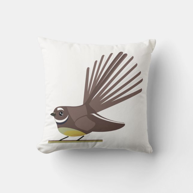 Fantail New Zealand bird Vector Cushion (Front)
