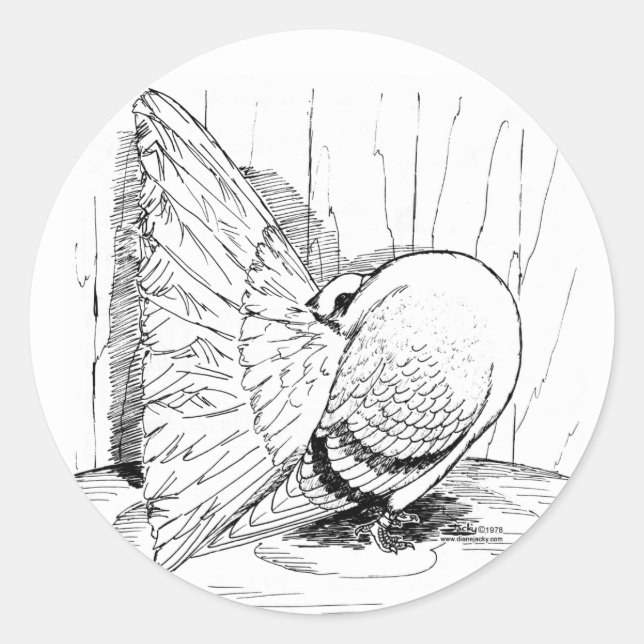 Fantail Pigeon 1978 Saddle Classic Round Sticker (Front)