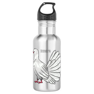 Fantail pigeon bird cartoon illustration 532 ml water bottle