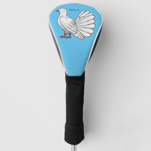 Fantail pigeon bird cartoon illustration  golf head cover