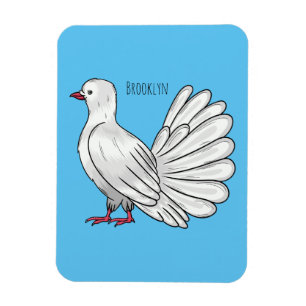 Fantail pigeon bird cartoon illustration magnet