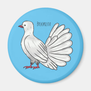 Fantail pigeon bird cartoon illustration  magnet