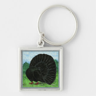 Fantail Pigeon Black Key Ring