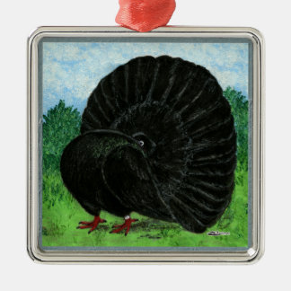 Fantail Pigeon Black Metal Tree Decoration