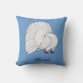 Fantail Pigeon White Cushion