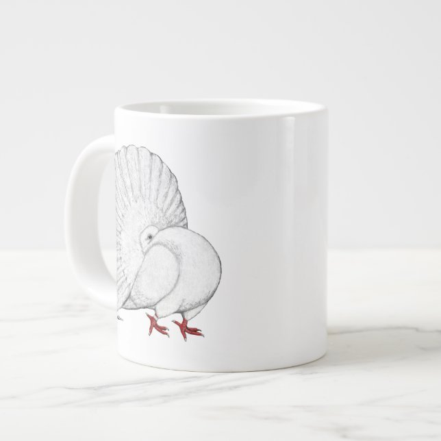 Fantail Pigeon White Large Coffee Mug (Front Left)