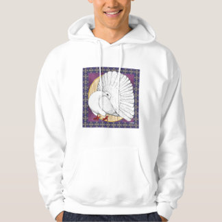 Fantail Pigeon White With Background Hoodie
