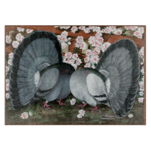 Fantail Pigeons Matched Pair Cutting Board