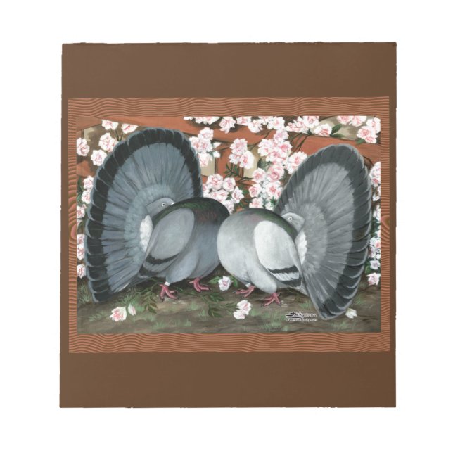 Fantail Pigeons Matched Pair Notepad (Front)