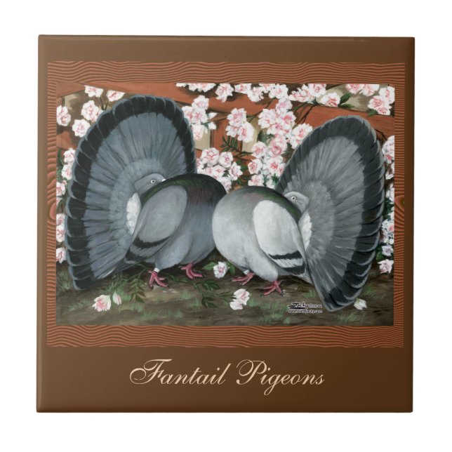 Fantail Pigeons Matched Pair Tile (Front)
