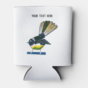 Fantail retro NZ bird print Can Cooler