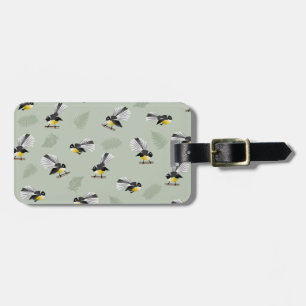 Fantails and fern fronds pattern luggage tag