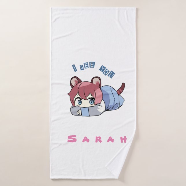 Fantart Anime cute girl character Bath Towel Set (Bath Towel)