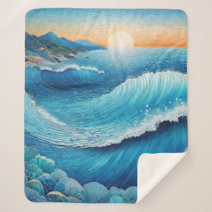 Fantasia Waters Seascape Sherpa Blanket