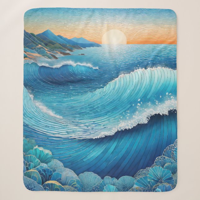 Fantasia Waters Seascape Sherpa Blanket (Front)