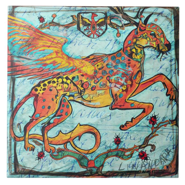 Fantastic Beast Deer Jaguar Ladybird Phoenix Tile (Front)