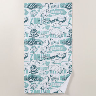 Fantastic Beasts Blue Pattern Beach Towel