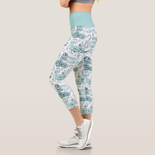 Fantastic Beasts Blue Pattern Capri Leggings