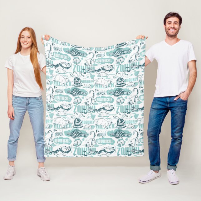 Fantastic Beasts Blue Pattern Fleece Blanket (In Situ)