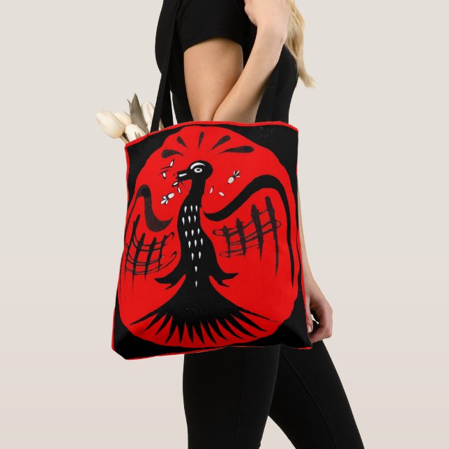 fantastic bird folk art bird tote bag (Close Up)