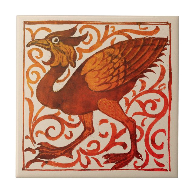 Fantastic Bird - William De Morgan Tile (Front)