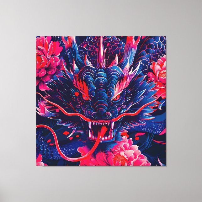 Fantastic Blossom Fury Dragon Canvas Print (Front)