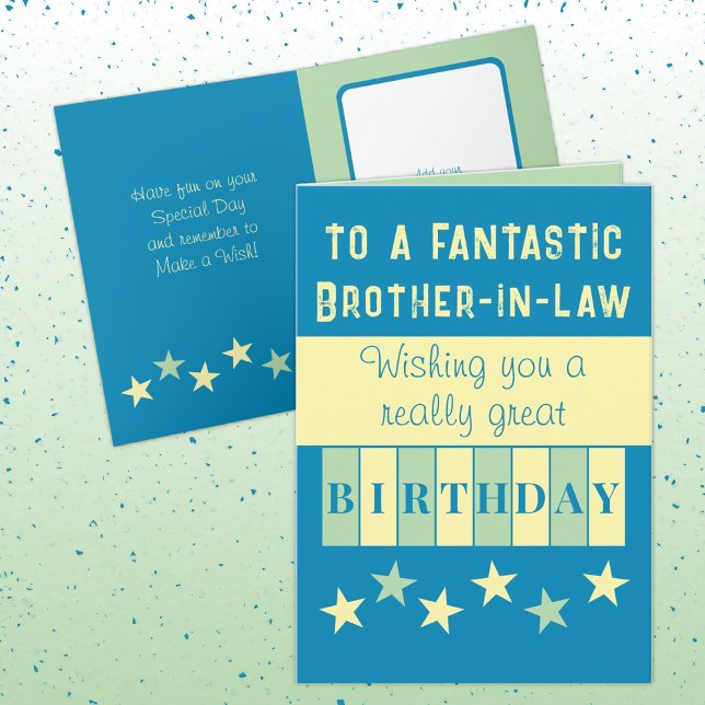 Fantastic brother-in-law blue yellow birthday card (Creator Uploaded)