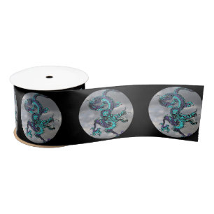 Fantastic Dragon Purple and Blue v7 Satin Ribbon