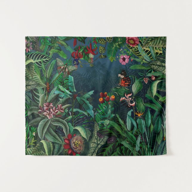 Fantastic Fabulous Midnight Rainforest Tapestry (Front (Horizontal))