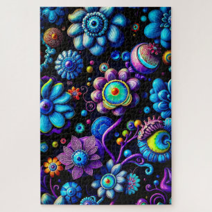 Fantastic Floral Bloom - Vibrant Alien Flora Jigsaw Puzzle