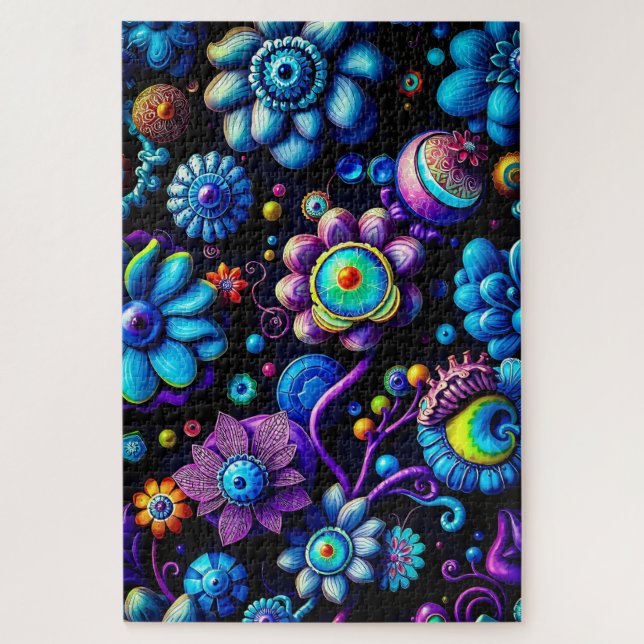 Fantastic Floral Bloom  - Vibrant Alien Flora Jigsaw Puzzle (Vertical)