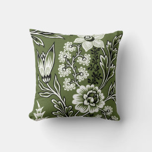 Fantastic Flowers (Moss Green) Fine Art Cushion
