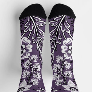 Fantastic Flowers (Plum) Fine Art Socks